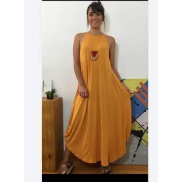 Imagem de vestido de alcinha com bolso - neide moda, Mostarda, M 40-42