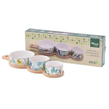 Imagem de Conjunto Petisqueira com 3 Bowls e Bandeja em Bambu 35x12cm - Wincy (CLA06158)