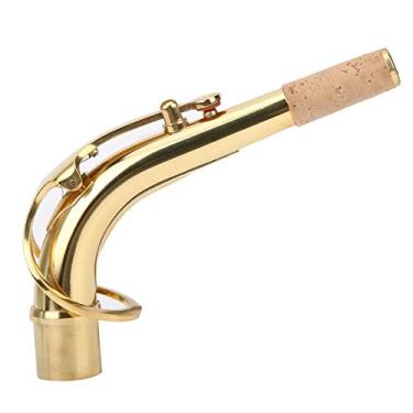 Imagem de ZJchao Bocal de Saxofone Alto, Ligadura de Saxofone Alto, Pescoço de, Acessórios de de Latão, Pescoço Dobrado de para Peças de Sax (Ouro)
