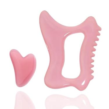 Imagem de iunxkmi Body Gua Sha Tool para remover celulite alívio da dor muscular, massageador de drenagem linfática para modelar o corpo, alívio da dor muscular rosa