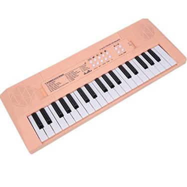 Imagem de SPYMINNPOO Piano Com Teclado Elétrico de 37 Teclas - Instrumento Educacional para Iniciantes e Crianças, Portátil e Divertido - Inclui Microfone e Cabo de Alimentação USB (Rosa)