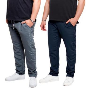 Imagem de Kit 2 Calça Masculina Tactel Plus Size Lisa Casual Esportiva Popular-Masculino