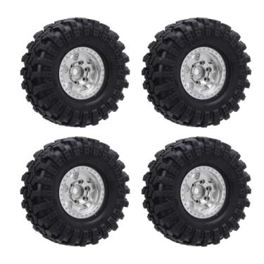 Imagem de RiToEasysports Cubo de Roda Leve Em Liga de Alumínio, Conjunto de Pneus de Cubo 1.0 Durável, Aderência Segura e Fácil Instalação para Carros de Escalada Em Escala 1/24 (Prata)