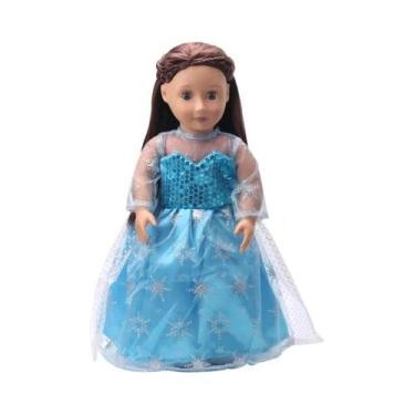 Imagem de Boneca Reborn De 43 Cm Elsa Vestido Azul 18 Polegadas Fantasia De Rain