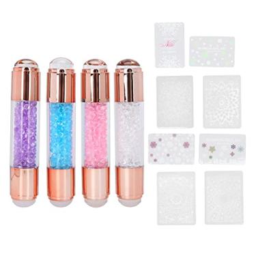 Imagem de Zhjvihx Placas de Carimbo de Manicure, Kit de Carimbo de Unhas Raspador de Impressão Clara 4 Conjuntos de Coloridos para Salão de Beleza para Casa