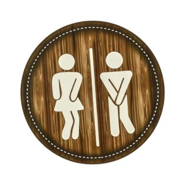Imagem de Generic Placa de banheiro, decoração vintage, conveniente, fofa, de madeira, para banheiro masculino e feminino, para porta de escritório e banheiro doméstico