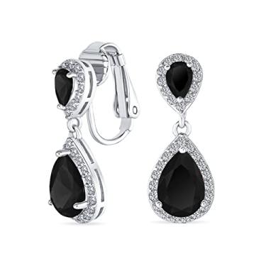 Imagem de Lustre pendente de zircônia cúbica estilo vintage zircônia cúbica simulada lágrima AAA CZ halo pendente pendente brincos para mulheres banhado a ouro rosa prata banhado em preto roxo azul vermelho rosa verde claro, One Size, Pedra preciosa, Zircônia cúbica