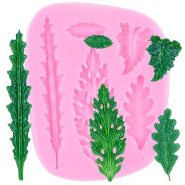 Imagem de Moldes de silicone para fondant de folhas de samambaia moldes de fondant folhas de monstera molde de doces para decoração de bolos topo de cupcake pasta de goma de chocolate argila de polímero