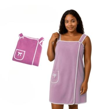 Imagem de Toalha de Banho Roupão, Feminino Atoalhado Macio Secagem Rápida Alta Absorção(COR LILÁS)