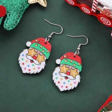 Imagem de Brincos de Natal femininos com pingente de Papai Noel, roupas de Natal, acessórios de bijuteria, 2inch, Aço inoxidável, Sem pedra preciosa