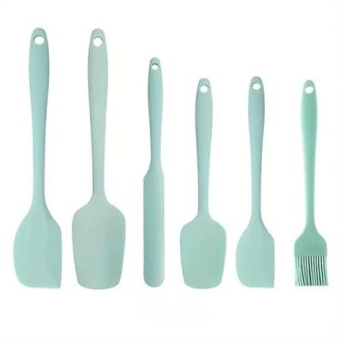 Imagem de 6 espátulas grandes e pequenas de silicone de grau alimentício, escova de óleo e espátula macaron longa – Suprimentos essenciais de cozimento para bolos, queijos e muito mais
