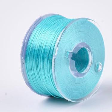 Imagem de 50 jardas/rolo 0,1 mm cordão de contas de nylon ciano chinês nó corda amizade corda corda para artesanato DIY Kumihimo pulseiras macramê fabricação suprimentos