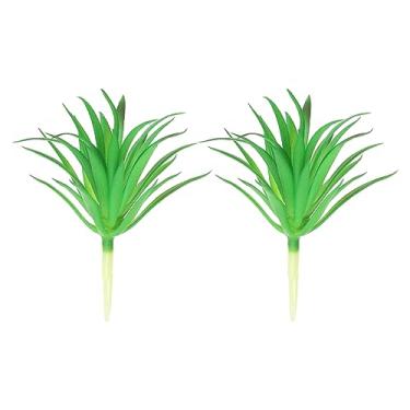 Imagem de Plantas suculentas artificiais, pacote com 2 pequenas plantas falsas, suculentas artificiais sem vaso para decoração de jardim doméstico, verde escuro