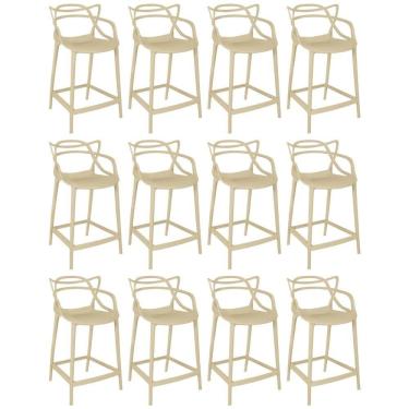 Imagem de Kit 12 Banquetas Média Allegra 66cm Design Cozinha/bancada - Nude