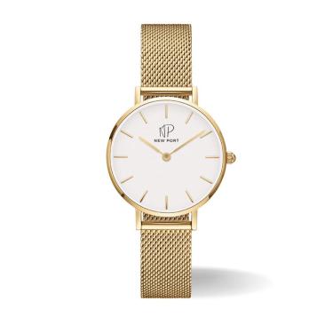 Imagem de Relógio Feminino Dourado Gold 32mm minimalista New Port