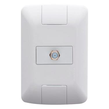 Imagem de Tomada Aria Tramontina para Antena TV Sat com placa Branco