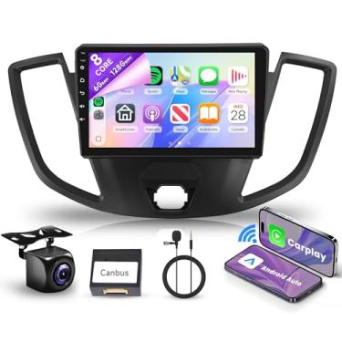 Imagem de Estéreo automotivo Android 8 Core 6G 128G para Ford Transit 2013-2019 com rádio automotivo Android sem fio, unidade de cabeça de tela sensível ao toque de 23 cm GPS Bluetooth Mirror Link WiFi FM/RDS
