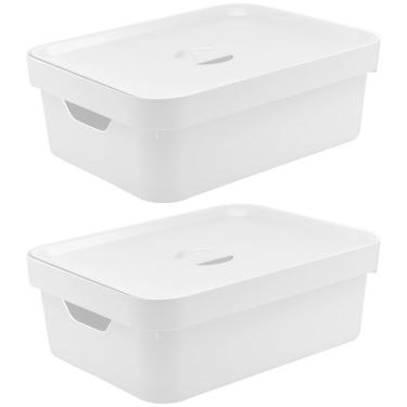 Imagem de 2X Caixa Plastica Multiuso Organizadora 10,5L Ou Cube Branco