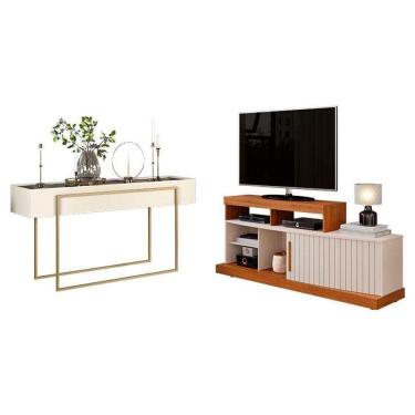 Imagem de Rack Bancada Scala E Aparador Pilar Freijó Off White – Dj Móveis