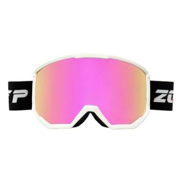 Imagem de YMTSGEQ Óculos de esqui, óculos de neve/snowboard OTG anti-embaçamento para homens e mulheres com 100% de proteção UV400 (armação branca alça preta - lente dourada rosa Revo (Vlt 13%))