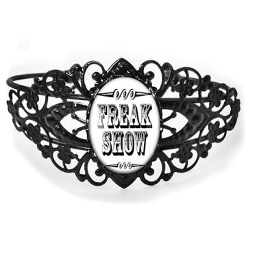 Imagem de Pulseira vintage Freak Show – Placa lateral de circo, prata bronze antigo ou preto, joia de filigrana feita à mão vitoriana - 163-CB, Adjustable, Vidro, Sem Pedra Preciosa