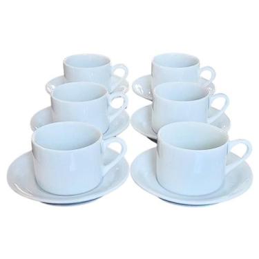 Imagem de Jogo de 6 Xícaras de Café e Chá com Pires - 170 ml - Porcelana Branca 