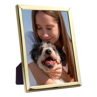 Imagem de 2X Porta Retratos 15X21 Cor Dourado Linha Copacabana Luxo Br