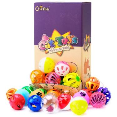 Imagem de Bolas de brinquedo CHIWAVA Plastic Noisy com campainha para gato, paco