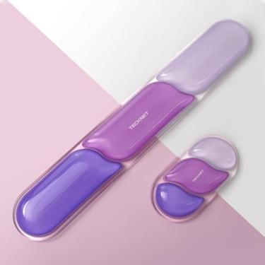 Imagem de TECKNET Descanso de pulso de gel de silicone para teclado de computador, conjunto ergonômico de descanso de pulso de gel transparente para alívio da dor, almofada de suporte de pulso confortável de