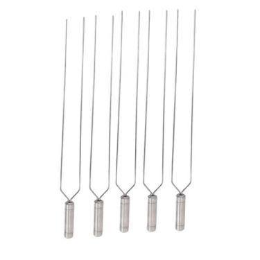 Imagem de 5x Espeto Duplo Inox 40cm Cabo Revestido Alumínio Churrasco - INOX LAU