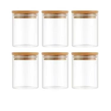 Imagem de Kit 6 Potes de Vidro 200ml com Tampa de Bambu | Hermético à Prova de Odores + Empilhável
