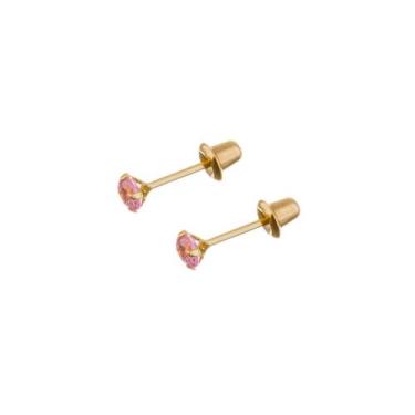 Imagem de Brinco Ouro 18k Zircônia Solitário 2,50mm Recém Nascido 2º Furo BL-220