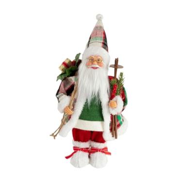 Imagem de MotiveTech Enfeite de Papai Noel em Forma de Boneco, Lembrancinha de Festa, Decoração Natalina para Sala de Estar, Prateleira Ou Mesa de Natal, Segure o trenó