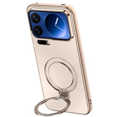 Imagem de LTLMYDAM Capa fosca para Xiaomi 17 Pro Max/17 Pro/17, anel magnético giratório, revestimento ultrafino, resistente a impactos, capa de policarbonato legal, ouro, 17