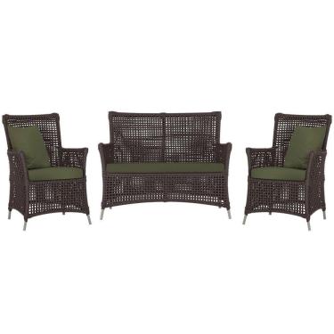 Imagem de Jogo Sofá E 2 Poltronas Igapó Alumínio Fendi E13 Trama Marrom