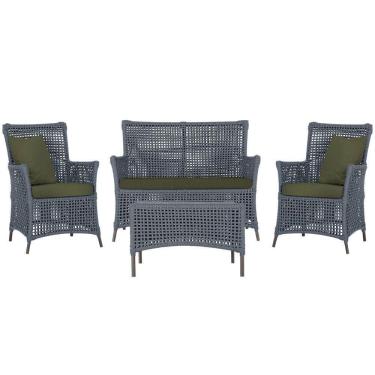 Imagem de Jogo Sofá 2 Poltronas E Mesa Igapó Marrom E13 Trama Original Prata