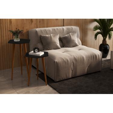 Imagem de Jogo 2 Mesas Lateral e Apoio Pés Palito Tampo Sextavado cor Preto - Comprar Móveis em Casa