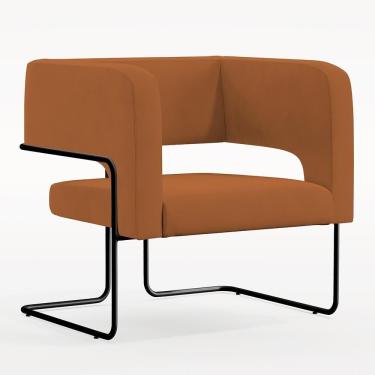 Imagem de Poltrona Base De Aço Preto Veludo Telha C-262