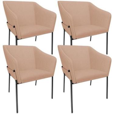 Imagem de Kit 4 Cadeiras Para Sala De Jantar Estar Living Olívia L02 Linho Rosê 