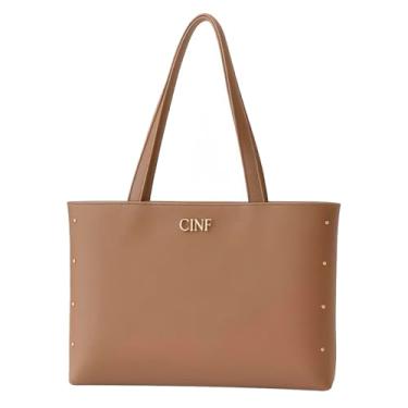 Imagem de Bolsa Sacola Feminina Grande De Ombro Universitária Reforçada (Amêndoa)