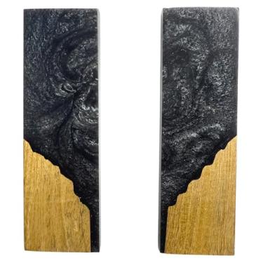 Imagem de Malayan Products | Espaços em branco de escala de faca de resina de madeira híbrida, lâminas de cabo de faca de manga acrílica, material de artesanato (cinza metálico)