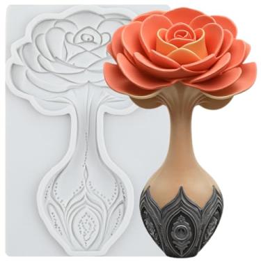 Imagem de MYPRACS Molde de silicone para fondant de garrafa de rosa para decoração de bolo de açúcar, topo de cupcake, pasta de goma de chocolate, argila de polímero