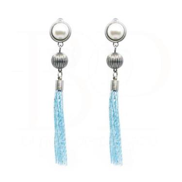 Imagem de Brinco De Pressão Metal Banhado Boho - Azul Dourado - Bp Brinco De Pre