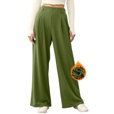 Imagem de Calças Palazzo EVALESS Wide Leg Waffle Knit para mulheres verdes