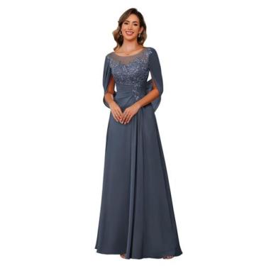 Imagem de Vestido RUMUGUYA Long Stormy Blue, Mãe da Noiva, Chiffon