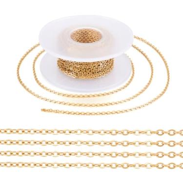 Imagem de Correntes de aço inoxidável de 10 m/rolos, correntes de meio-fio feitas à mão com carretel para fazer você mesmo, colar, pulseira, artesanato, bijuteria, 1.5x1.3x0.3mm, Metal, Sem Pedra Preciosa
