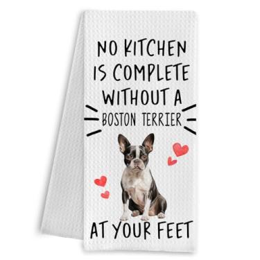Imagem de Qpenm Toalhas de cozinha engraçadas para cães Boston Terrier, presentes para mulheres e homens, toalhas de chá, amantes de cães, mãe, pai, dono, presentes, toalha de mão decorativa para cozinha, 40 x