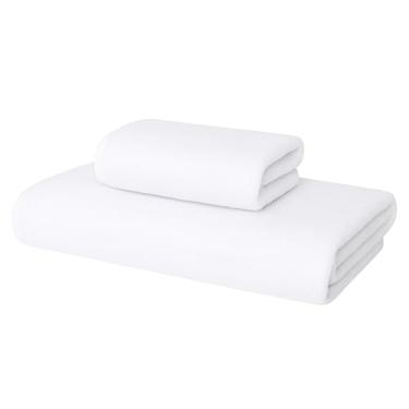 Imagem de Kit 02 Peças Toalha de Banho e Rosto Adulto Gigante Alta Absorção 1,40 m x 70 cm Toque Macio Luxo (Branco)