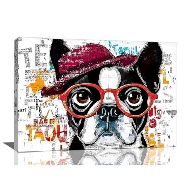 Imagem de Arte de parede para decoração de buldogue francês, imagens engraçadas de cachorro de grafite, estampas em tela, pintura, arte de animal de estimação, decoração de buldogue inglês, decorações para