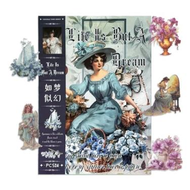 Imagem de WCCH Adesivos vintage de scrapbook suprimentos para Diário de lixo, 24 folhas de adesivos autoadesivos de papel Washi para diário, scrapbooking, bujo, colagem, artes de artesanato para adultos, letras